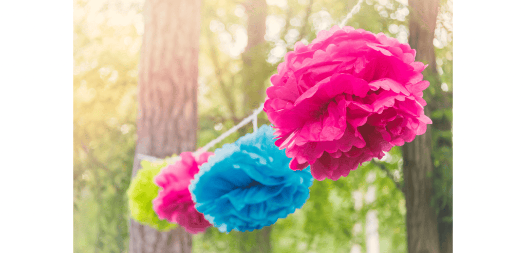Bright coloured title paper garland