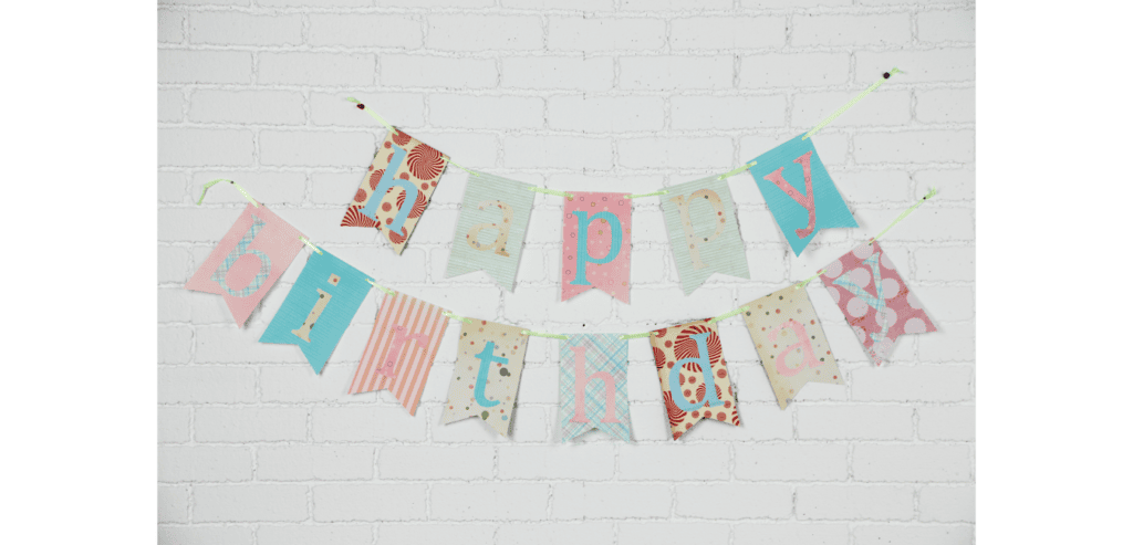 Colourful happy birthday fabric bunting