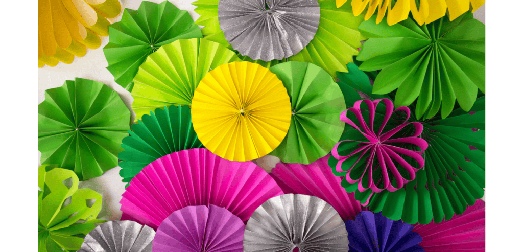 Coloured paper fans