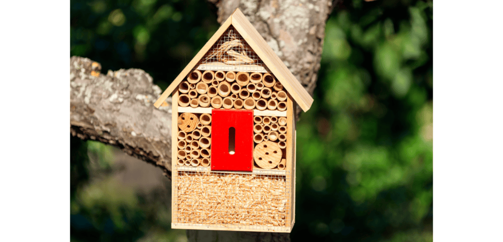 A wooden bug hotel