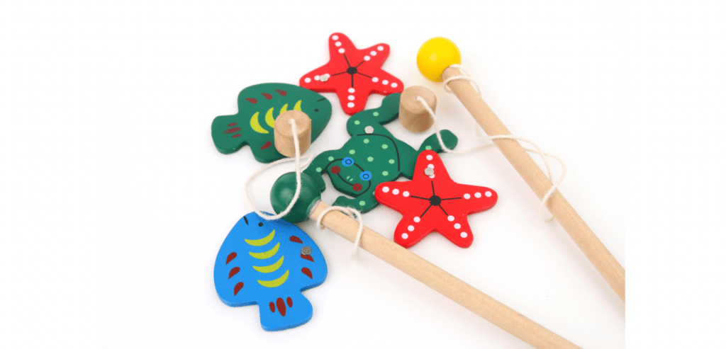 Wooden child’s fishing set