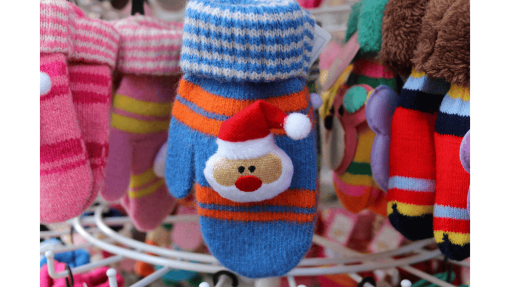 Christmas mittens with santa