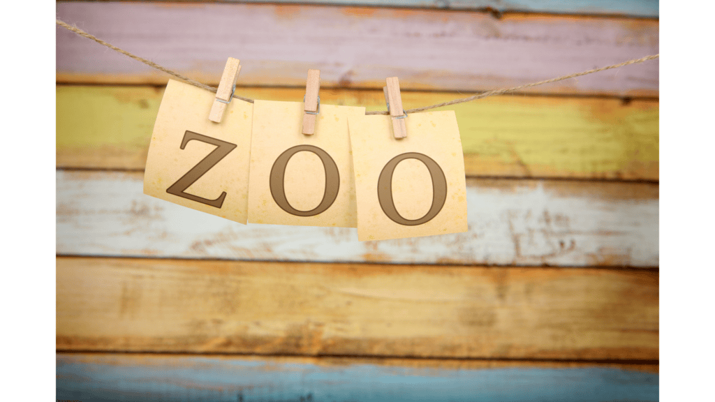 A sign for the zoo