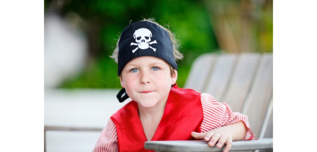 Little boy dressed as a pirate