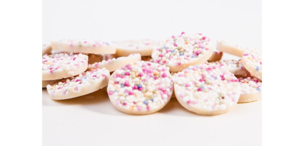 Chocolate buttons with sprinkles