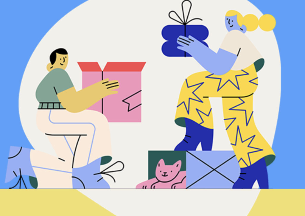 Illustration of gift giving