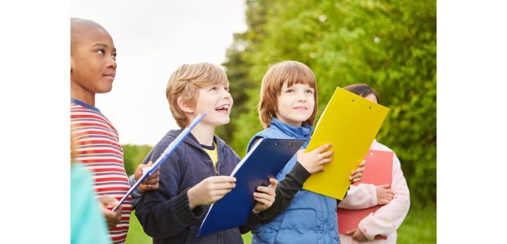 Kids with clipboards