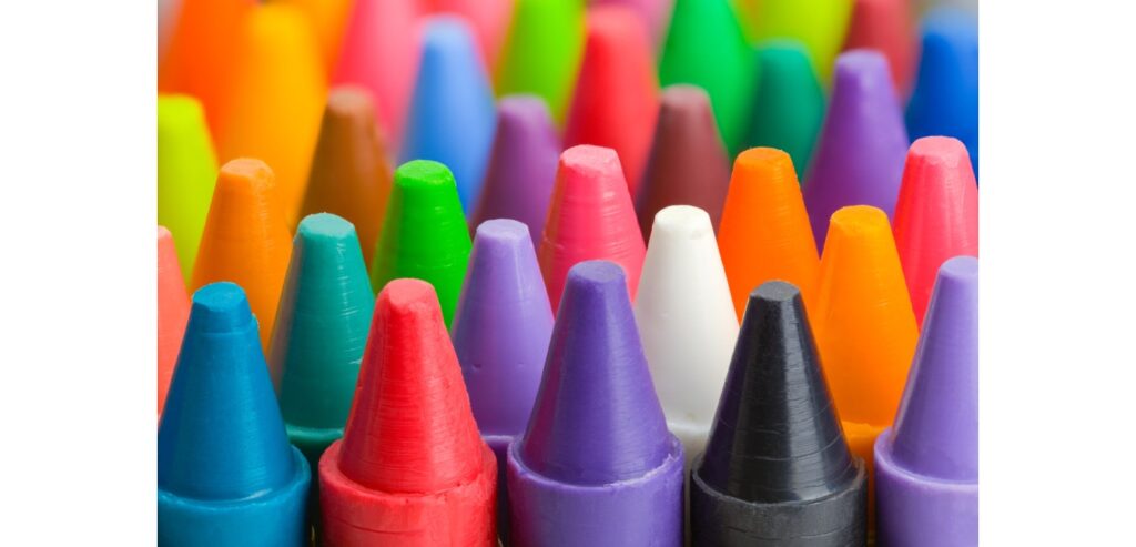 Collection of colourful crayons