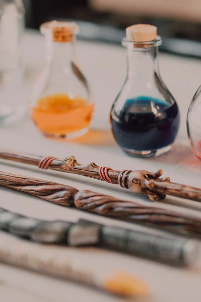 Magic wands and some bottles of coloured potions