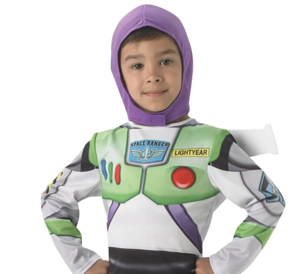 Boy in buzz light year costume