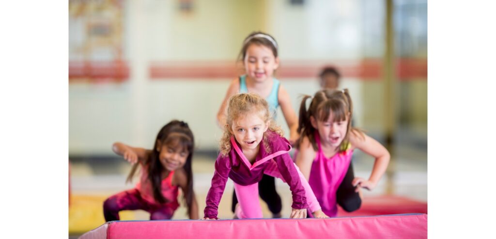 Kids in gymnastics class