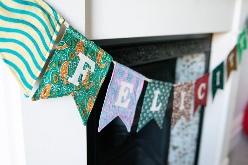 Colourful fabric bunting