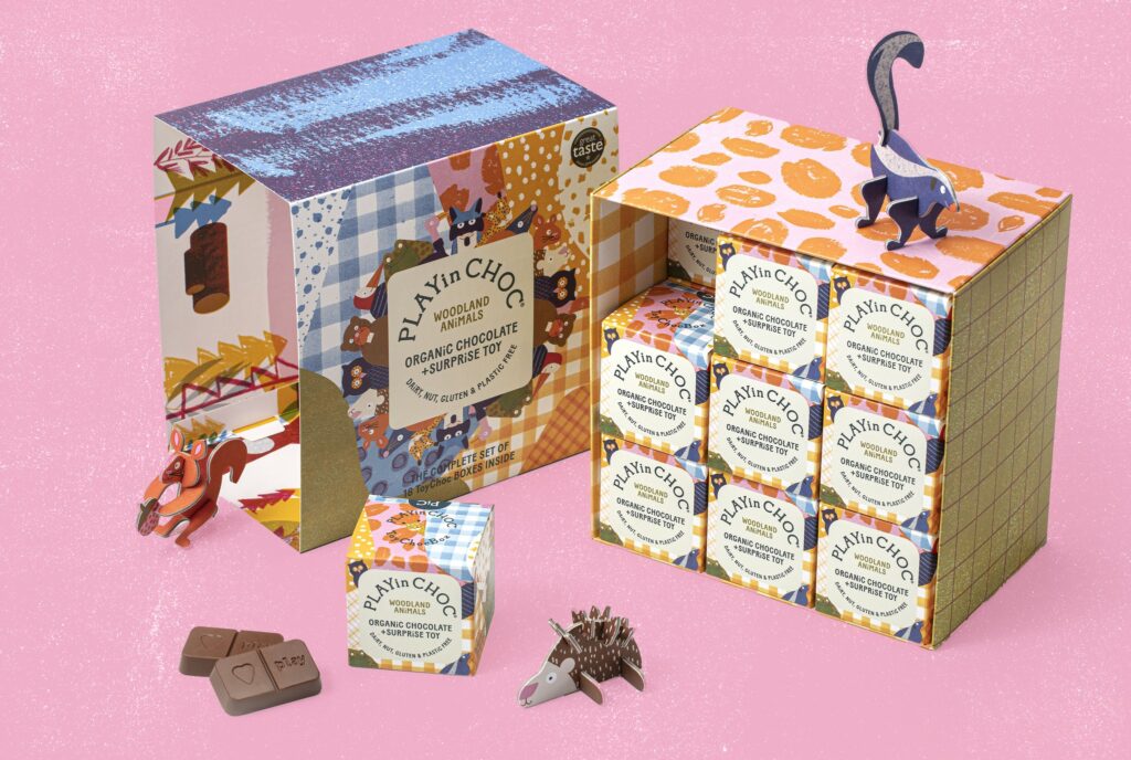 Lots of boxes of playin choc party bag boxes
