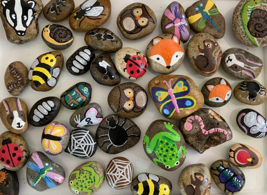 Rocks painted with little animals