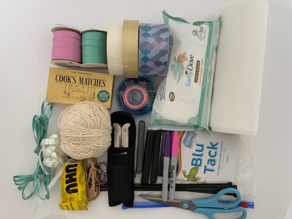 All the items in my party day tool box