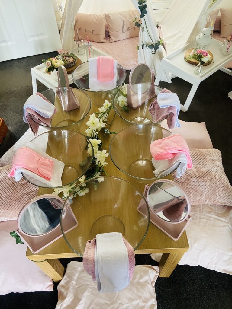 Party set up for a pamper party