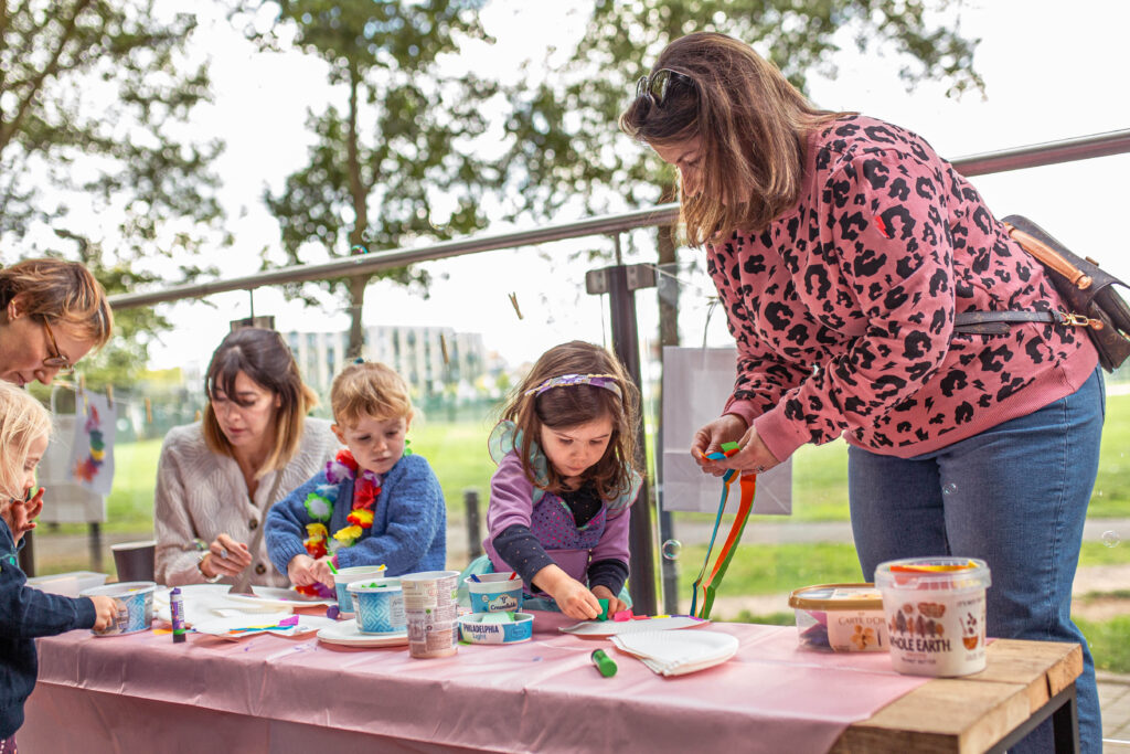 The kids getting stuck into the craft activities