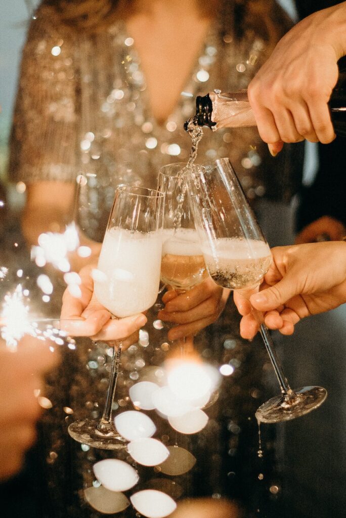 Toasting with champagne