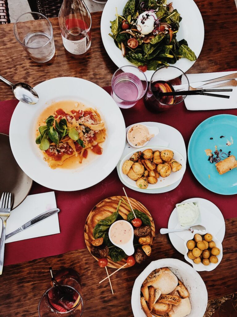 Dinner set out on the table