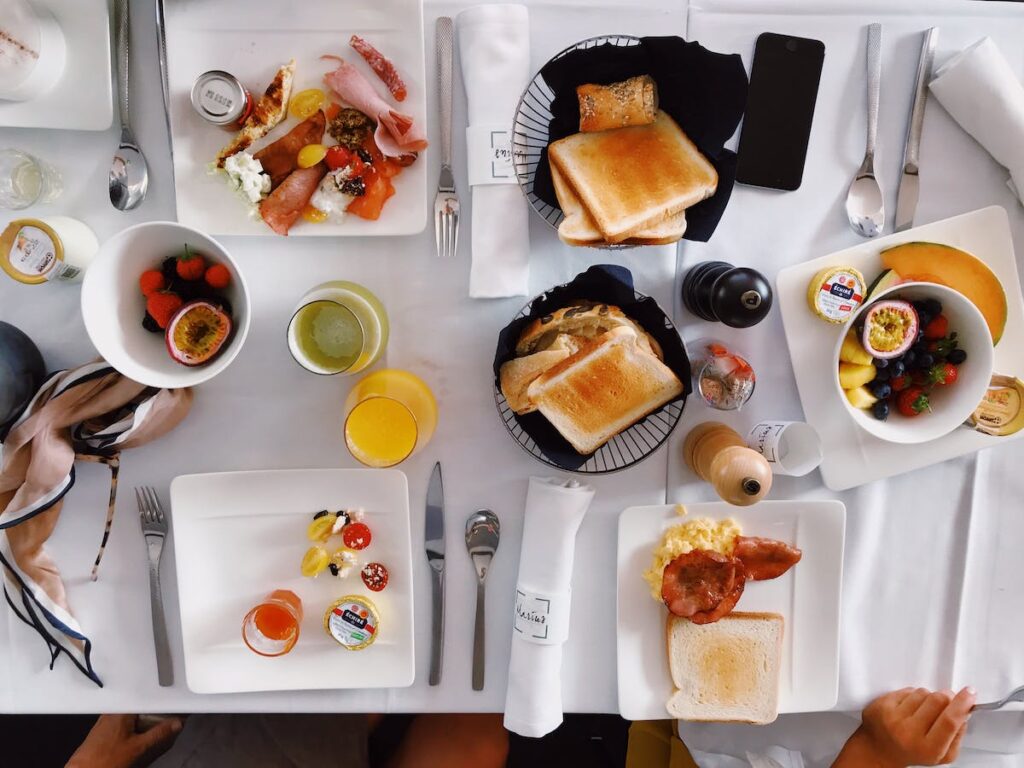 A brunch table