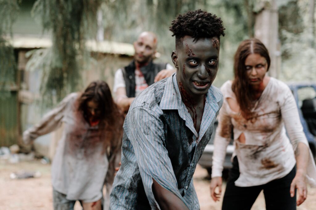 Teenagers dressed as zombies - teenage birthday party ideas