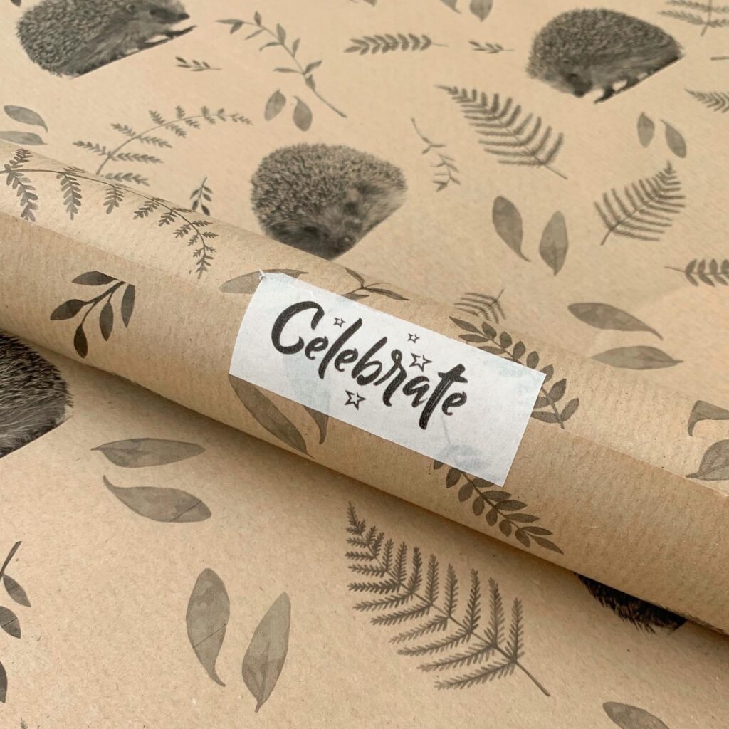Printed brown paper gift wrap