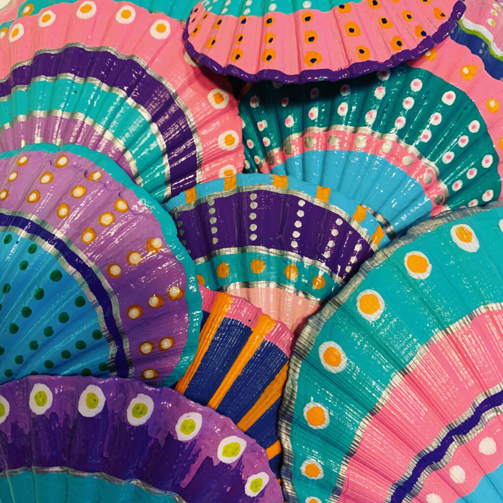 Painted clam shells