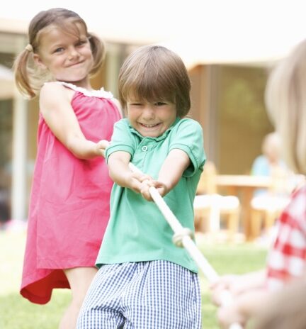 Children doing tug of war