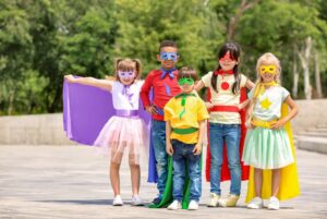 Children in super hero outfits