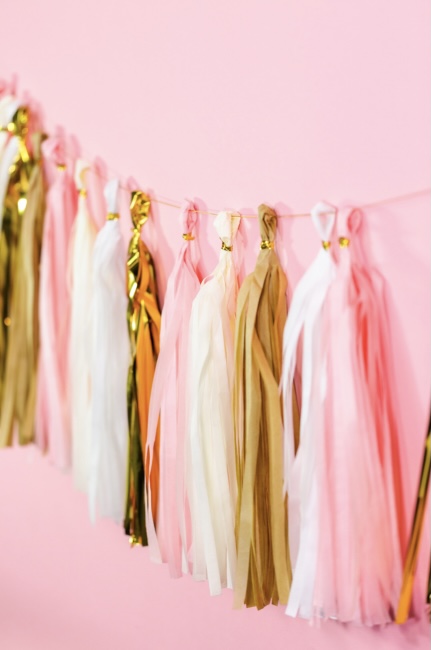 Pink and gold tassel garland