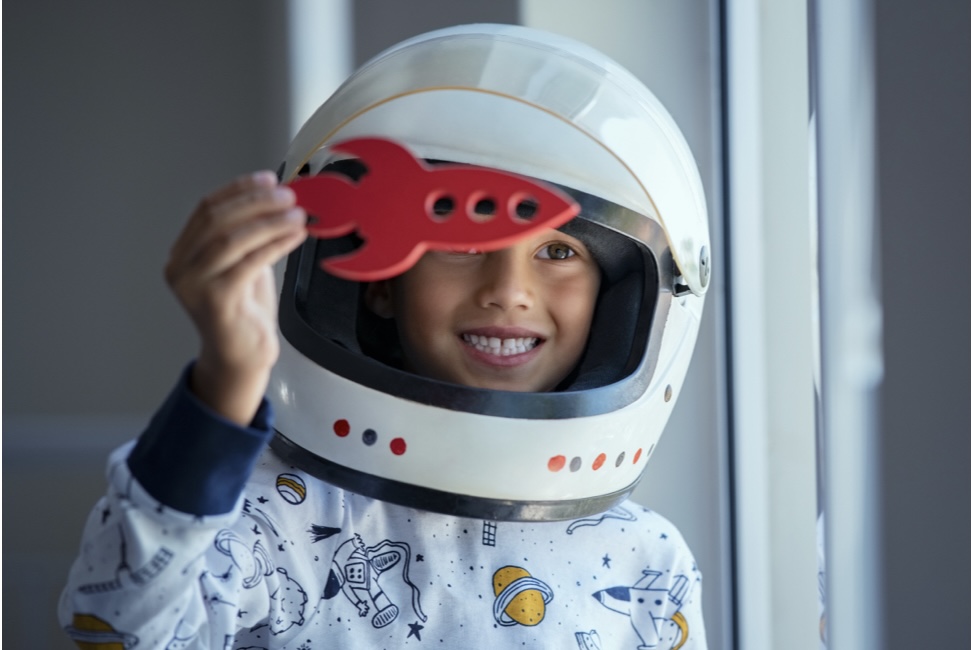 Boy dressed as astronaut