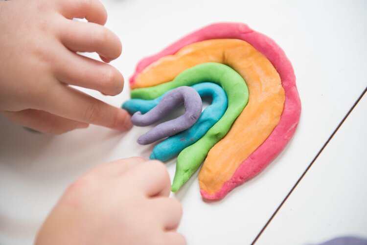 A rainbow of playdough