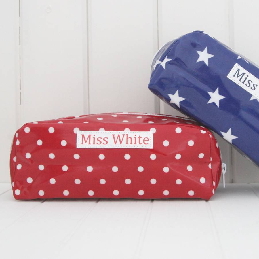 Red spotted personalised pencil case