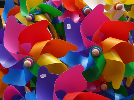 Colourful plastic fans