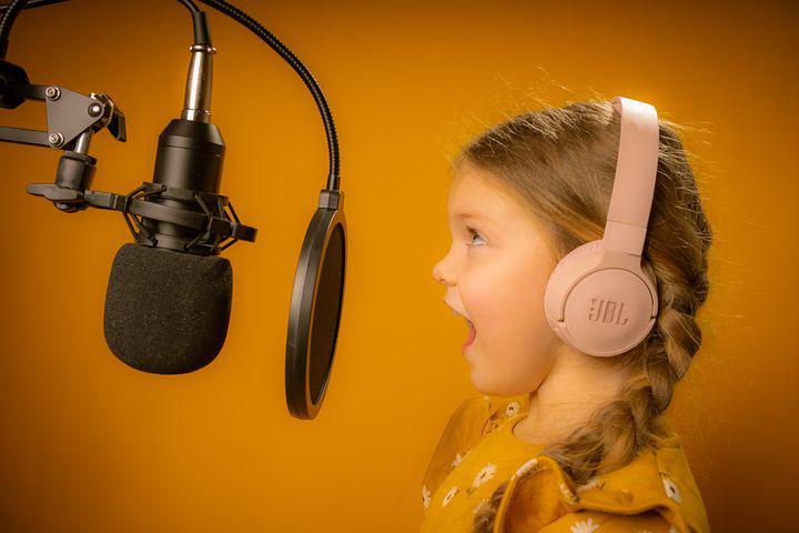 Girl in a recording studio