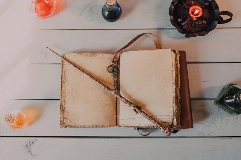 Spell book and wand
