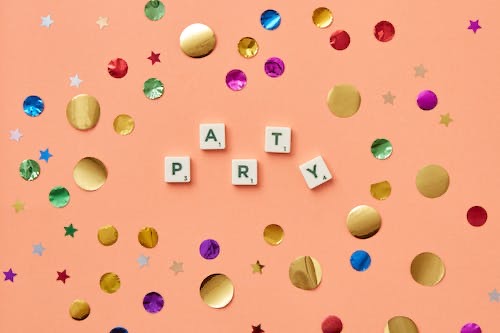 Party on scrabble tiles