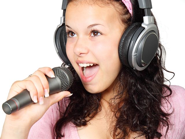 Girl singing karaoke