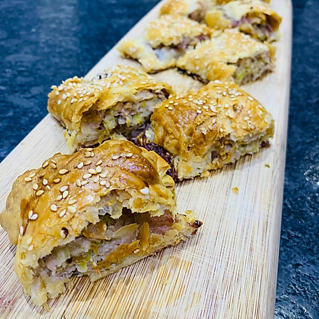 cranberry and led sausage rolls