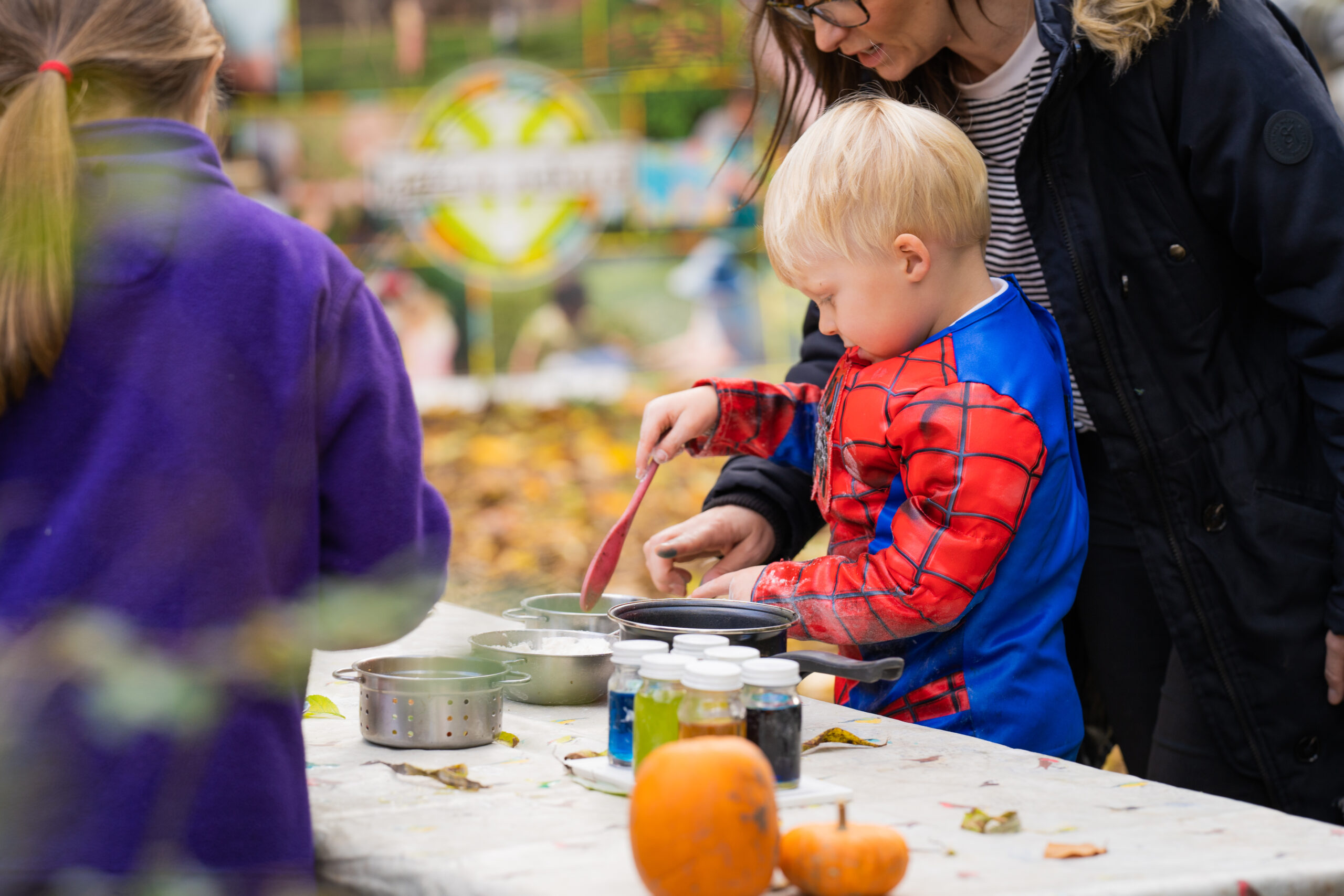 Kid in spider and outfit at forest school - Forest school style parties - Nature Makers® Activity Provider for Droitwich & Worcester