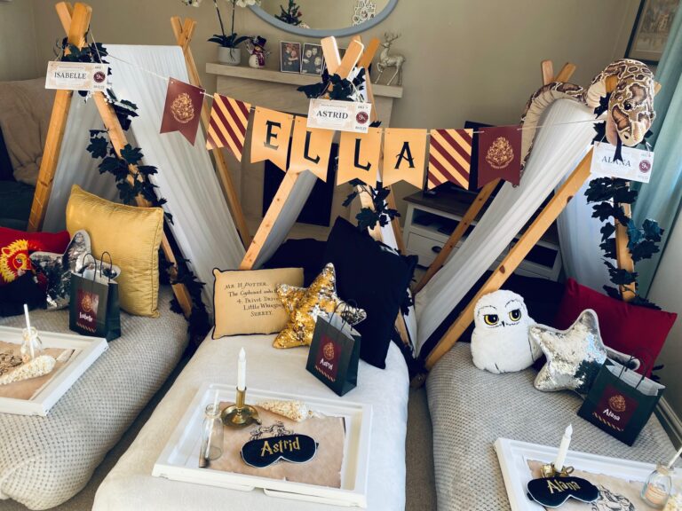 Harry Potter inspired teepees - Sleepylily - Sleepover birthday parties for kids