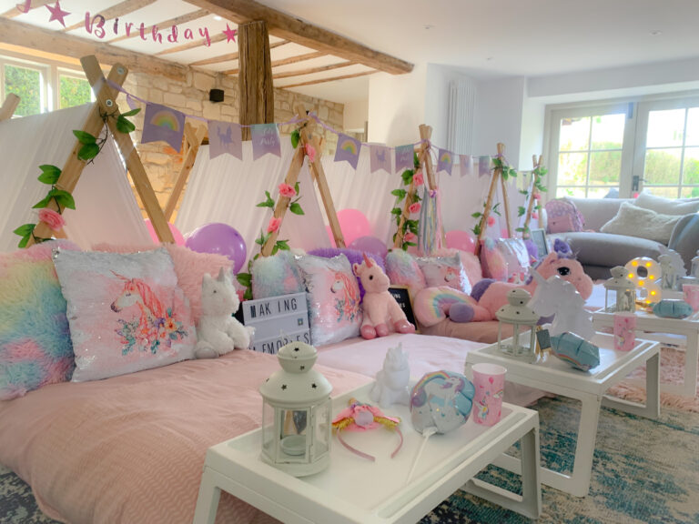 Unicorn sleepover - making memories parties and events - Sleepover birthday parties for kids