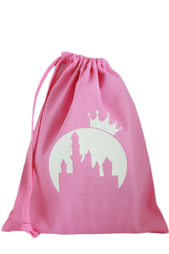 Pink drawstring fabric party bag