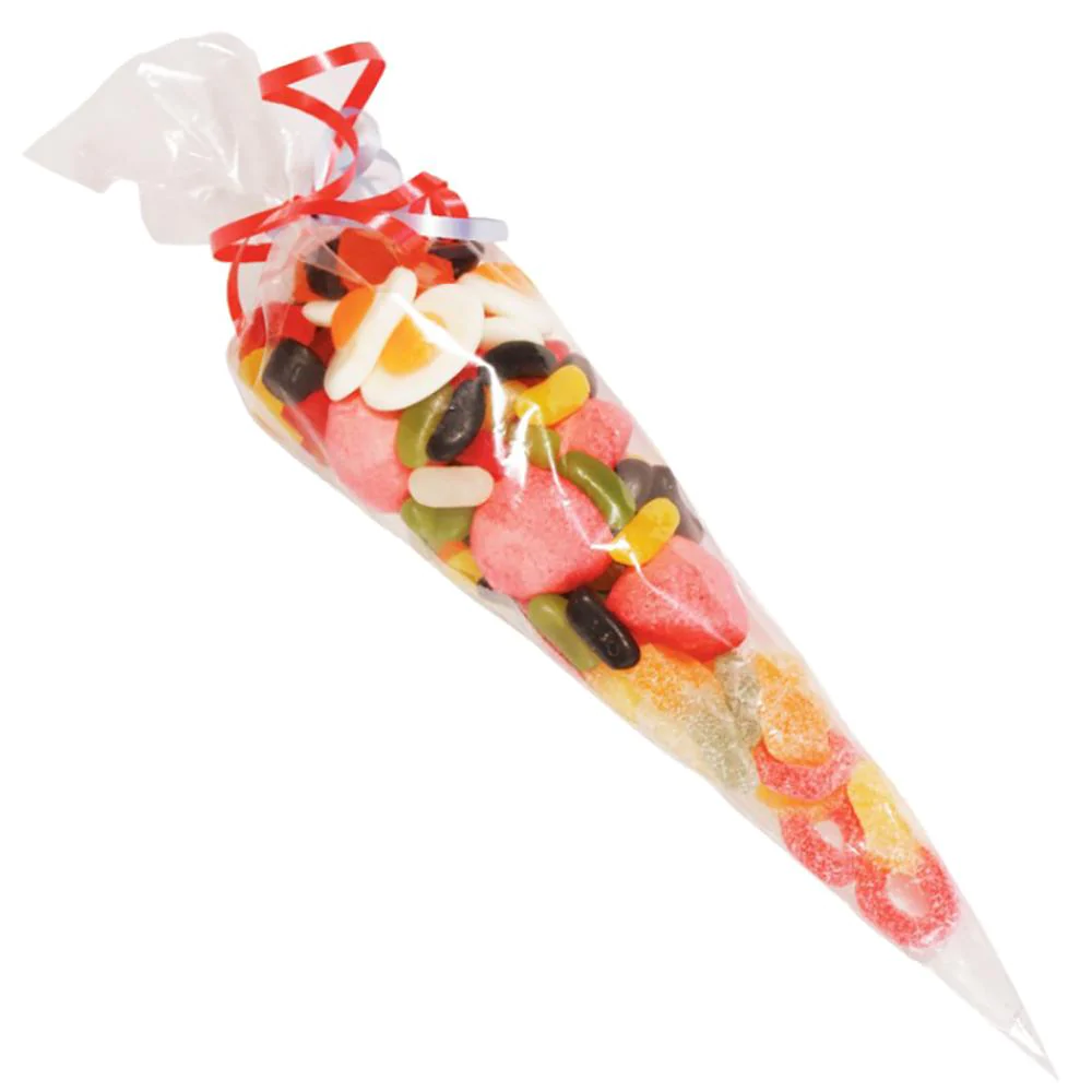 Clear plastic party cone for sweeties