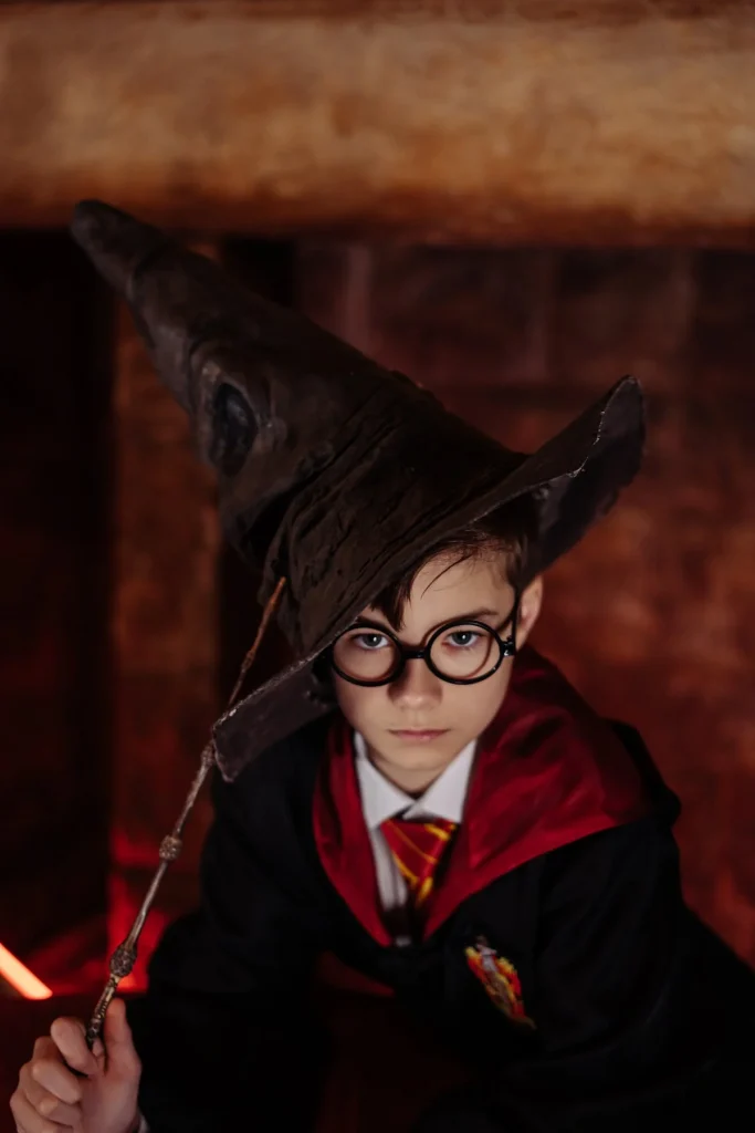 Little boy dressed like harry potter