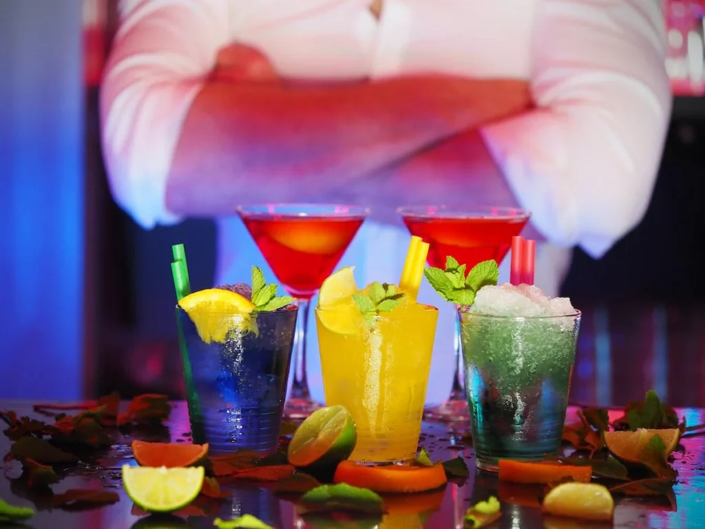A line of cocktails